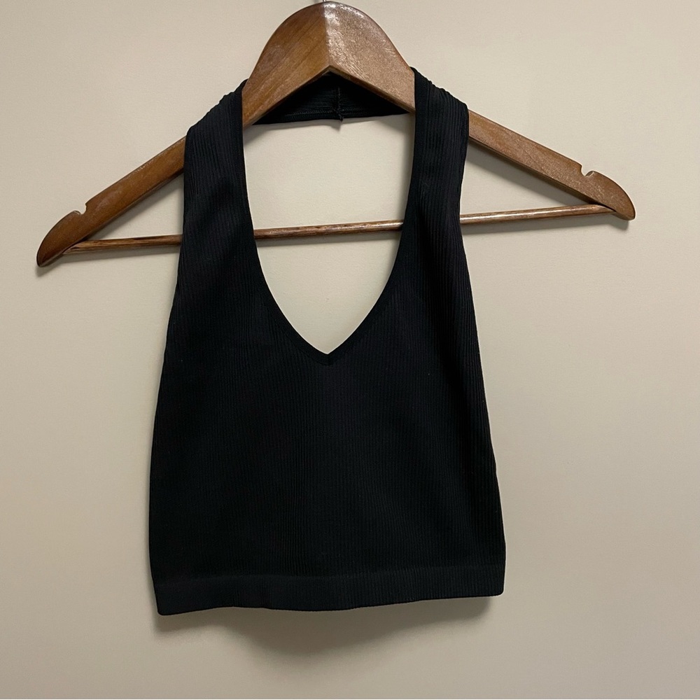 Aritzia Sunday Best Black Backless Halter Crop Tank Women’s Medium